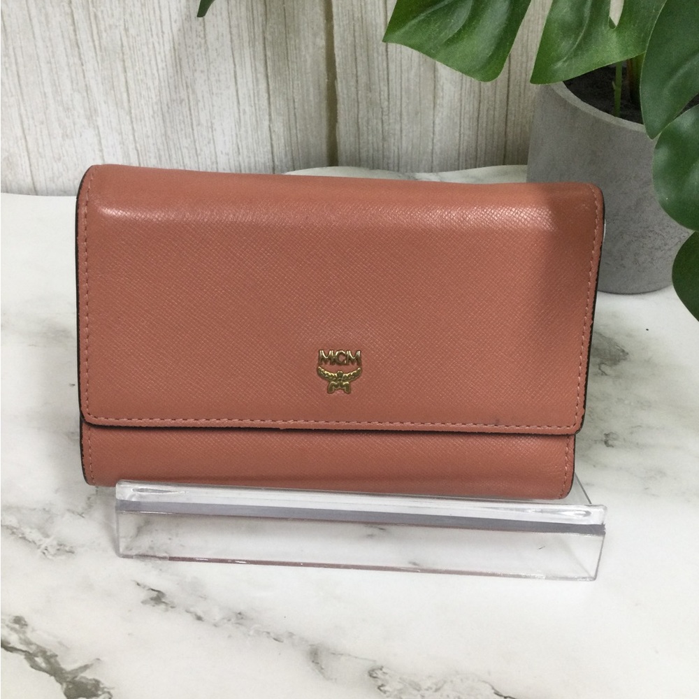 GUC MCM Leather Wallet Clutch in Dusty Rose